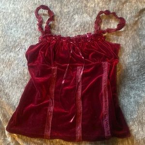 Vintage red velvet tank top sz:Large